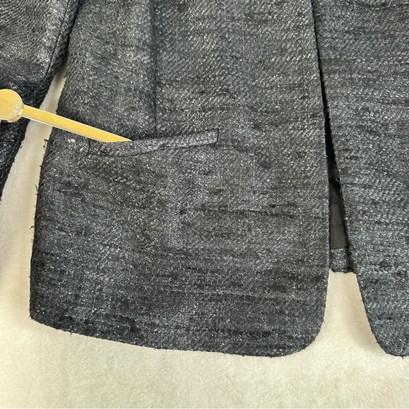 NWT Eileen Fisher Blazer Hand Loomed Sparkle Silk Round Neck Jacket Black Size 6 - Picture 2 of 13